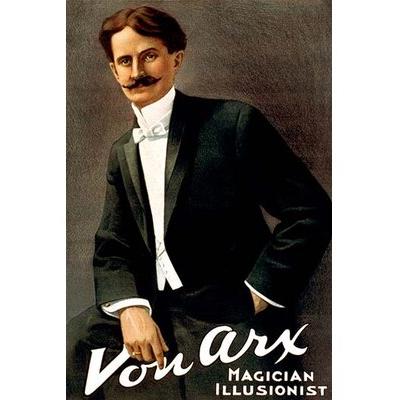 Buyenlarge 'Von Arx, Magician, Illusionist' by Morgan Litho Vintage Advertisement in Black/Brown, Size 30.0 H x 20.0 W x 1.5 D in | Wayfair