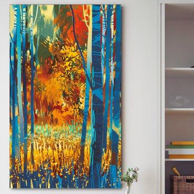 Picture Perfect International 'Autumn Forest w/ Blue Trees' Graphic Art on Wrapped Canvas in White | 60 H x 36 W x 1.5 D in | Wayfair 704-4327_3660
