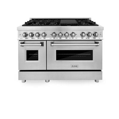ZLINE 48" 6.0 cu. ft. Dual Fuel Range w/ Gas Stove & Electric Oven, Stainless Steel in White | 36 H x 48 W x 28 D in | Wayfair RA48