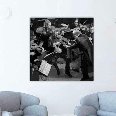 Winston Porter 'Symphony Orchestra in Music' Oil Painting Print on Wrapped Canvas in Black/Gray | 24 H x 24 W x 1.5 D in | Wayfair
