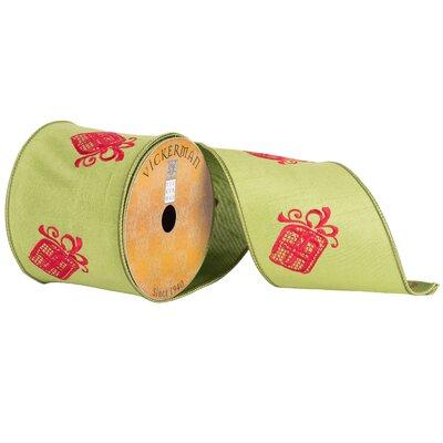 The Holiday Aisle® Embroidered Present Ribbon Fabric in Green | 0.2 H x 4 W x 360 D in | Wayfair AC42FC8CE4124C7B99922018A54824DE