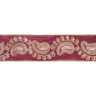 The Holiday Aisle® Sequin Paisley Wi Ribbon Fabric in Red | 0.2 H x 2.5 W x 180 D in | Wayfair 251917EBA768401BBA56D9B8FC4CCB51