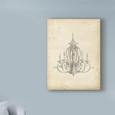 Charlton Home® 'Classical Chandelier I' Drawing Print on Wrapped Canvas in Gray | 24 H x 18 W x 2 D in | Wayfair 2D52630782F64B50BD266D75FB3FDC6E