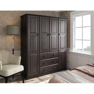 Winston Porter Musman Family 100% Solid Wood 4-door Wardrobe Armoire Wood in Green/Brown | 72 H x 60.25 W x 20.75 D in | Wayfair