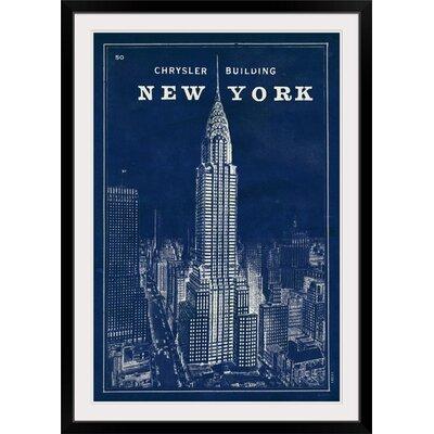 17 Stories 'Blueprint Map Chrysler Building' by Sue Schlabach Graphic Art Print in Blue/White | 26 H x 20 W x 1 D in | Wayfair