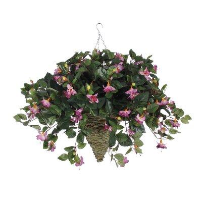 Charlton Home® Faux Fuchsia Floral Arrangement in Cone Planter, Metal in Indigo | 25 H x 24 W x 24 D in | Wayfair 307595BDE5E748399B1A236FD44653C2