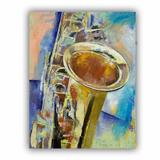 ArtWall Saxophone by Michael Creese Removable Wall Decal Canvas/Fabric in Gray/Brown | 24 H x 18 W in | Wayfair 0cre040a1824p