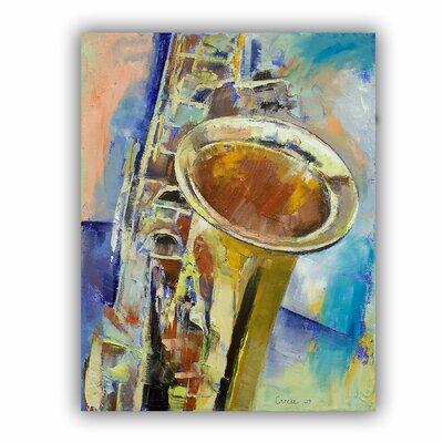 ArtWall Saxophone by Michael Creese Removable Wall Decal Canvas Fabric in Gray Brown | 24 H x 18 W in | Wayfair 0cre040a1824p