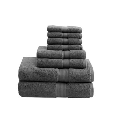 Madison Park Signature 800GSM 100% Cotton 8 Piece Towel Set in Grey - Olliix MPS73-197
