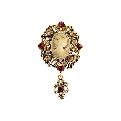 Ella & Elly Women's Brooches and Pins Goldtone - Red & Goldtone Vintage-Inspired Brown Brooch