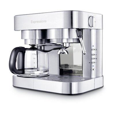 Espressione Stainless Steel Combination Coffee & Espresso Maker in Brown/Gray, Size 13.0 H x 11.4 W x 15.0 D in | Wayfair EM-1040