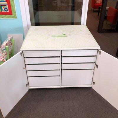 Arrow Sewing Dingo Storage Cabinet & Cutting Table by Kangaroo Sewing Furnitre Wood in White | 35.5 H x 46.25 W x 40.5 D in | Wayfair K7911
