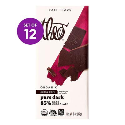 Theo Chocolate - 3-Oz. 85% Dark Chocolate Bar - Set of 12
