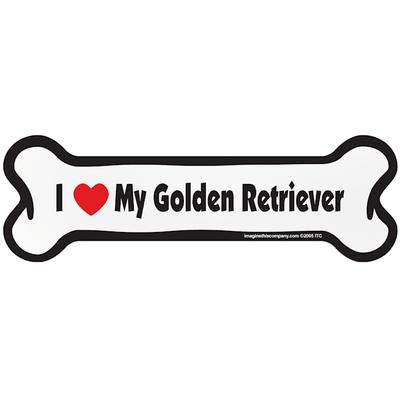 "I Love My Golden Retriever" Bone Car Magnet, Small, Assorted / Assorted