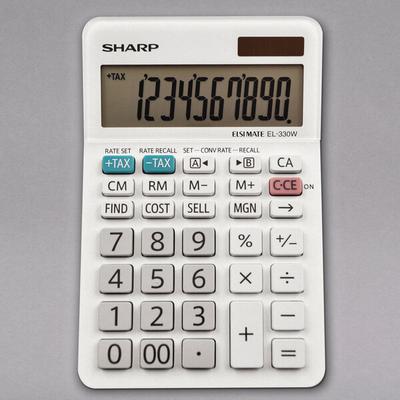 Sharp EL-330WB 3 13/16" x 5 15/16" 10-Digit Professional Desktop Calculator