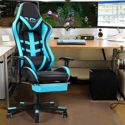 Ebern Designs PC & Racing Game Chair in Black/Blue, Size 49.5 H x 26.5 W x 27.5 D in | Wayfair E4E3DF5A50AB4A73A9072868794B1307