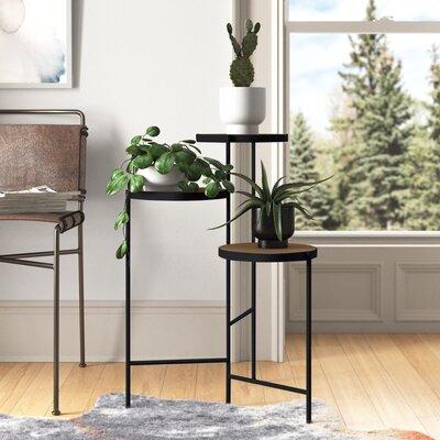 Mercury Row® Logan Square Round Multi-Tiered Solid Wood Plant Stand Wood/Metal/Solid Wood in Black | 30 H x 20 D in | Wayfair