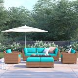 Lark Manor™ Ambroselli 6 Piece Rattan Sofa Seating Group w/ Cushions Synthetic Wicker/All - Weather Wicker/Wicker/Rattan in Brown | Outdoor Furniture | Wayfair
