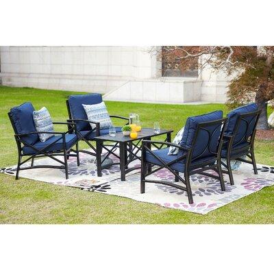 Charlton Home® Strauser 6 Piece Multiple Chairs Seating Group w/ Cushions Metal in Blue | Outdoor Furniture | Wayfair