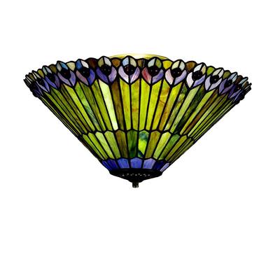 Meyda Lighting Tiffany Jeweled Peacock 3 Light Fan Light Kit - 13251