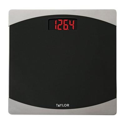 Taylor 7562 12  x 12  400 lb. Digital Black Glass Bathroom Scale with Red LCD Display
