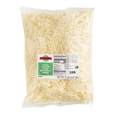5 lb. Part Skim Milk Shredded Mozzarella Cheese - 4/Case