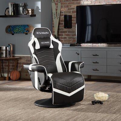 RESPAWN 900 Gaming Recliner - Reclining Gaming Chair w/ Footrest, Gaming Chair Recliner Faux Leather in White/Black | 45 H x 31 W x 35 D in | Wayfair