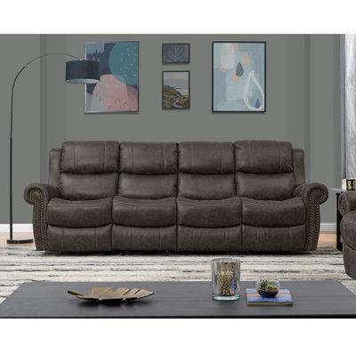 Canora Grey Home Theater sofa Faux Leather in Gray, Size 39.0 H x 104.0 W x 37.5 D in | Wayfair 568A65FDDE624116B06F607470C00D4D