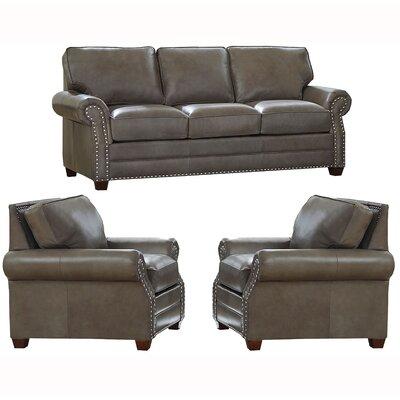 Canora Grey Pedigo 3 Piece Leather Living Room Set Genuine Leather in Brown, Size 38.0 H x 84.0 W x 37.0 D in | Wayfair