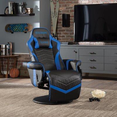 RESPAWN 900 Gaming Recliner - Reclining Gaming Chair w/ Footrest, Gaming Chair Recliner Faux Leather in Blue/Black | 45 H x 31 W x 35 D in | Wayfair