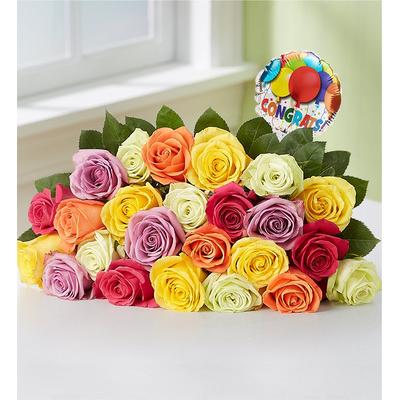 1-800-Flowers Flower Delivery Congratulations Assorted Roses 12-24 Stems, 24 Stems Bouquet Only | Happiness Delivered To Their Door