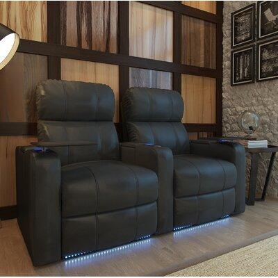Red Barrel Studio® Home Theater Loveseat (Row of 2) redGenuine Leather, Size 44.0 H x 71.0 W x 38.0 D in | Wayfair B36870E8D95248BFBB9C3F325494C07E