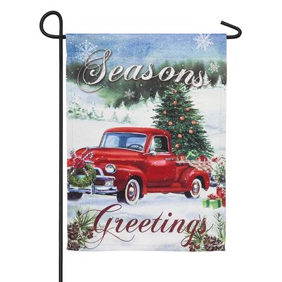 Evergreen Garden Flags - Red & Green 'Seasons Greetings' Pickup Truck Outdoor Flag