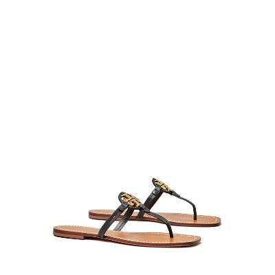 Tory Burch Mini Miller Leather Thong Sandal, Perfect Black, size 7.5