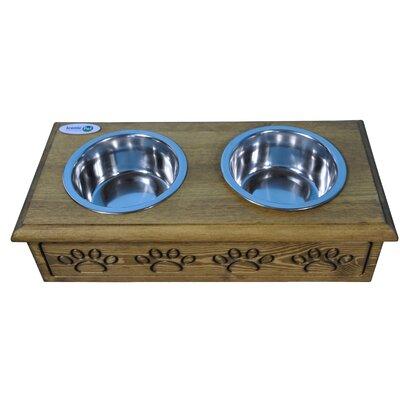 Iconic Pet Sassy Paws Elevated Feeder Wood (durable & stylish)/Metal/Stainless Steel (easy to clean) in Brown/Gray | Wayfair 52066