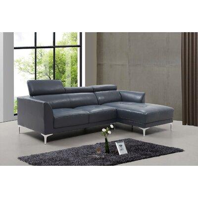 Blue Sectional - Orren Ellis Purtee 94" Wide Sofa & Chaise Faux Leather/Genuine Leather | 38 H x 94 W x 67 D in | Wayfair