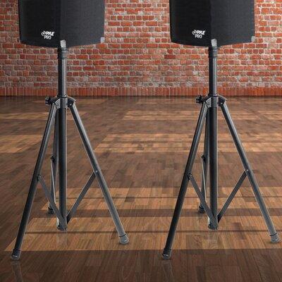 Symple Stuff Dual Universal Speaker Stand Mount Holders, Height Adjustable Metal in Black | 41.14 H x 5.12 W x 8.46 D in | Wayfair