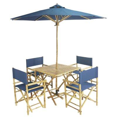 Longshore Tides Sheila Patio 6 Piece Dining Set w/ Umbrella Wicker/Rattan in Blue | Wayfair D95ED96ED2124A97B1BD989406B106B7