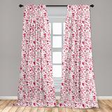 East Urban Home Ambesonne Valentines Window Curtains, Sketch Drawing Style Hearts In Red & Pink Pattern For Romantic Couples | 84 H in | Wayfair