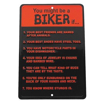 Treasure Gurus You Might Be a Biker If Funny Metal Sign Novelty Garage Man Cave Bar Wall Decor Aluminum in Gray/Red | 12 H x 8 W x 1 D in | Wayfair