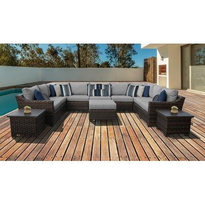 River Brook 12 Piece Rattan Sectional Seating Group Synthetic Wicker/All - Weather Wicker/Wicker/Rattan | Outdoor Furniture | Wayfair