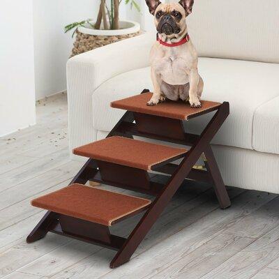 Tucker Murphy Pet™ Shankle 2 in 1 Portable Folding Safety 3 Step Pet Stair Wood in Brown, Size 19.5 H x 17.25 W x 40.25 D in | Wayfair