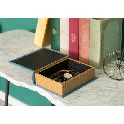 Astoria Grand Deming Decorative Trinket Book Box Fabric in Blue/Gray/Green, Size 9.0 H x 7.0 W x 2.0 D in | Wayfair