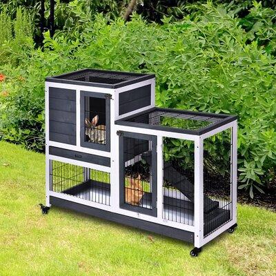 Tucker Murphy Pet™ Zosia Small Animal Hutch w/ Ramp Solid Wood (common for Rabbit Hutches) in Gray | 33.75 H x 43.25 W x 19.75 D in | Wayfair