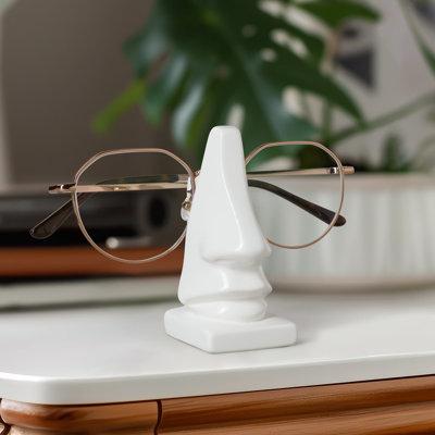 Wade Logan® Boleslao Nose Modern Eyeglass Holder Desk Organizer Plastic in White | 3.75 H x 1.5 W x 1.25 D in | Wayfair