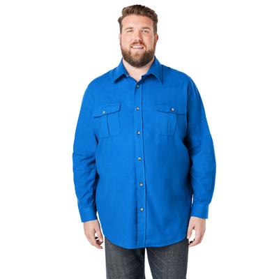 Men's Big & Tall Solid Double-Brushed Flannel Shirt by KingSize in Royal Blue (Size 3XL)