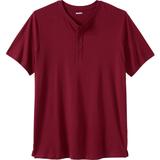 Men's Big & Tall Shrink-Less™ Lightweight Henley Longer Length T-Shirt by KingSize in Rich Burgundy (Size 3XL) Henley Shirt