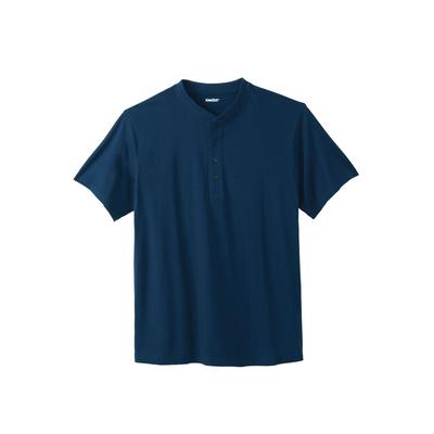 Men's Big & Tall Shrink-Less™ Lightweight Henley T-Shirt by KingSize in Navy (Size XL) Henley Shirt