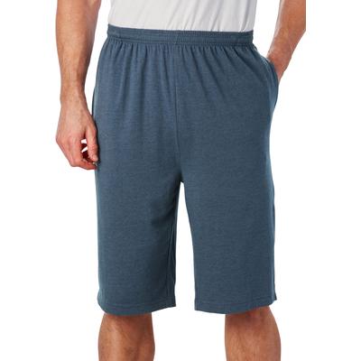 Men's Big & Tall Lightweight Extra Long Jersey Shorts by KingSize in Heather Slate Blue (Size 7XL)