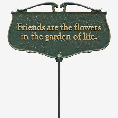 Friends Are The Flowers Garden Poem Sign by Whitehall Products in Green Gold